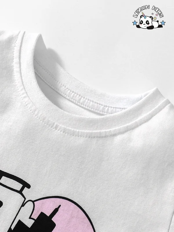 LEZONKIDS - Conjunto de moda com estampa artesanal de manga curta para crianças, conjunto de calças de desenho animado de algodão puro para meninos